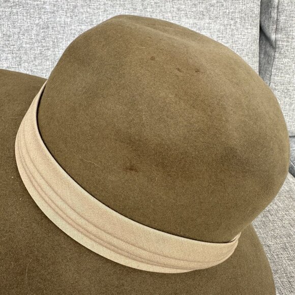 Madcaps Fedora Hat Genuine Fur Tan Olive Ribbon Band Vintage main image 6